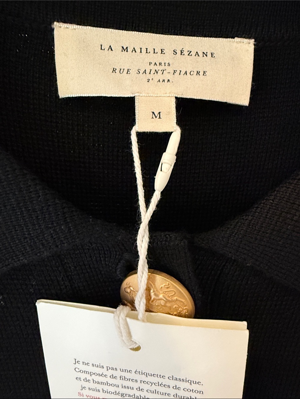 NWT Sezane Betty Cardigan - Black with Gold Buttons - Picture 5 of 6